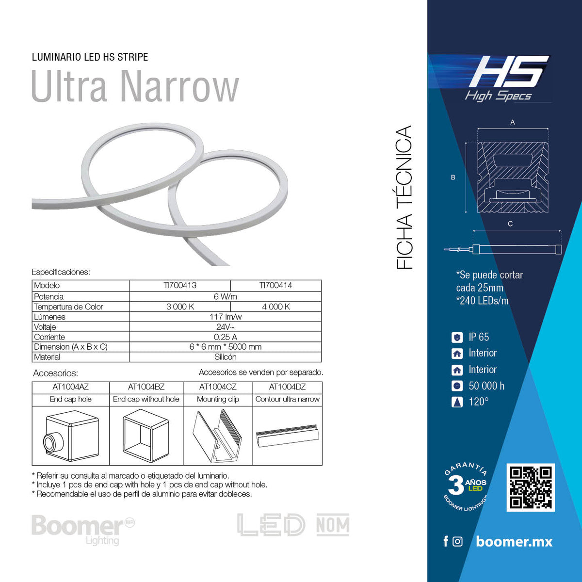 TIRA LED ULTRA NARROW ROLLO DE 5 METROS 6W 4000K 24V IP65