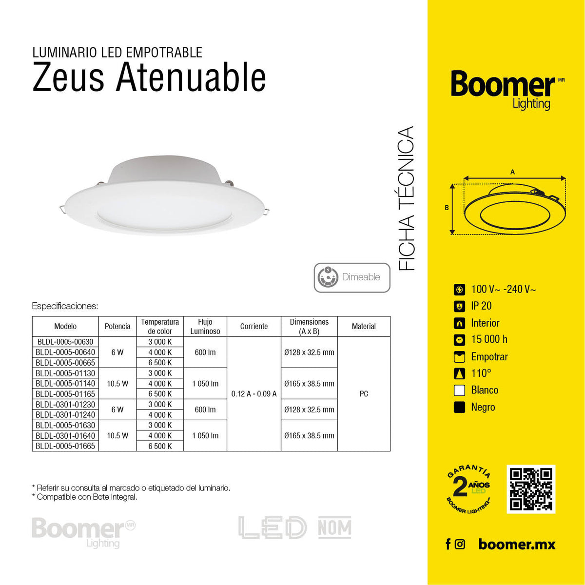 EMPOTRABLE LED NEGRO ATENUABLE DE 10W LUZ NEUTRA 1050 LM
