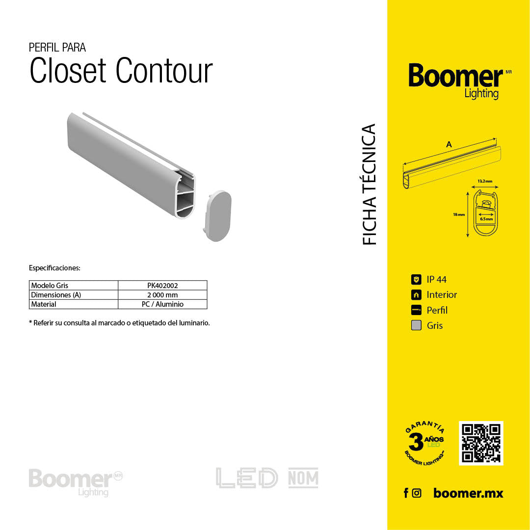 PERFIL DE ALUMINIO PLATA PARA TIRA LED DE 2 METROS IP44