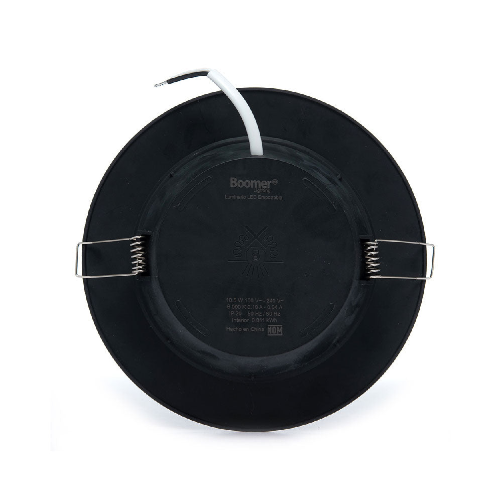EMPOTRABLE NEGRO 10.5W, LUZ FRÍA IP20 BOTE INTEGRAL 1050LM