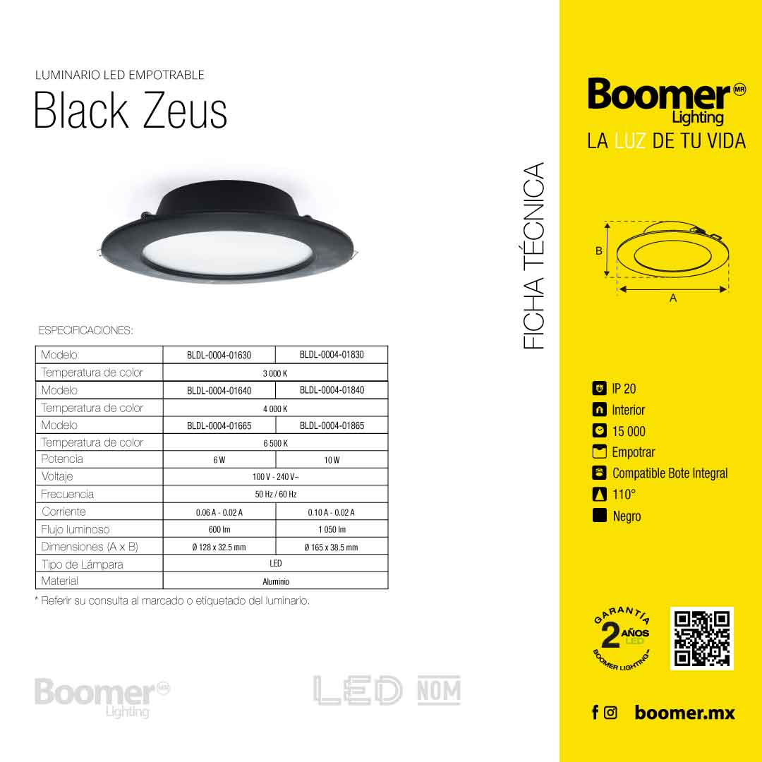 EMPOTRABLE LED REDONDO NEGRO 6W DE LUZ CÁLIDA PARA INTERIOR