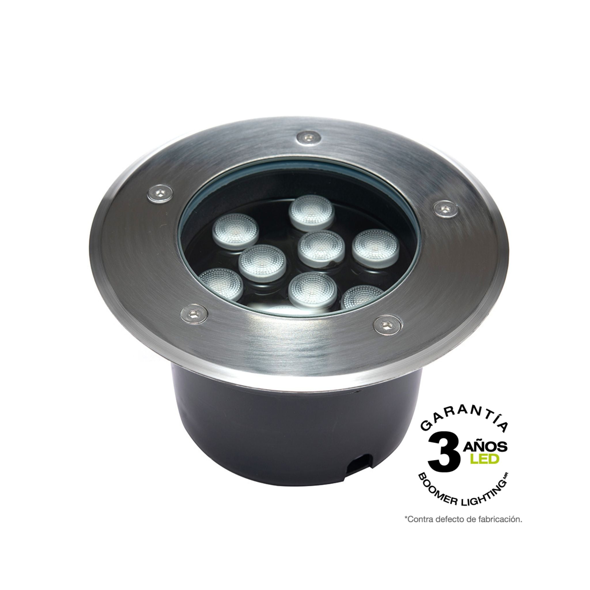EMPOTRABLE LED REDONDO DE PISO 9W LUZ CÁLIDA 3000K IP66 EXTERIOR