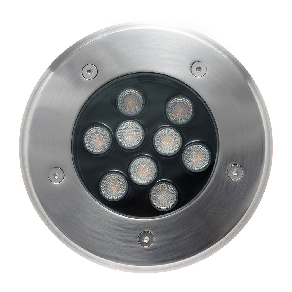 EMPOTRABLE LED REDONDO DE PISO 9W LUZ CÁLIDA 3000K IP66 EXTERIOR