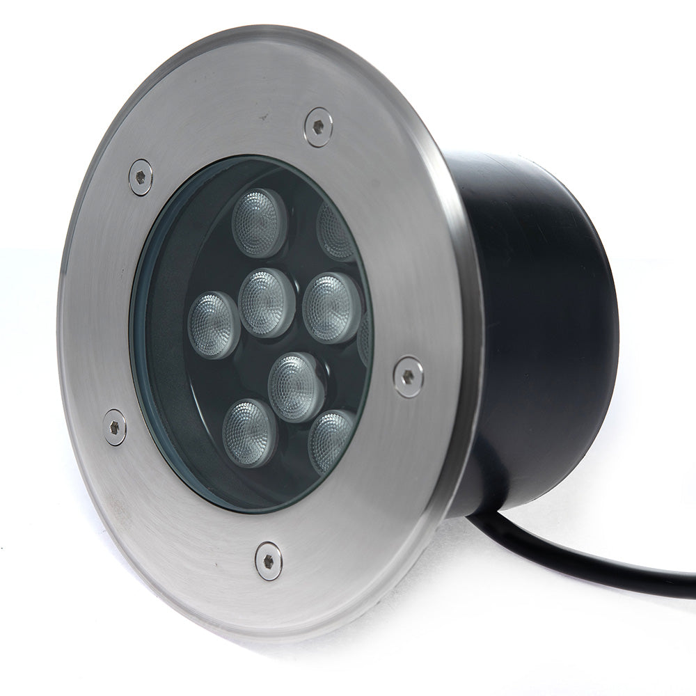 EMPOTRABLE LED REDONDO DE PISO 9W LUZ CÁLIDA 3000K IP66 EXTERIOR