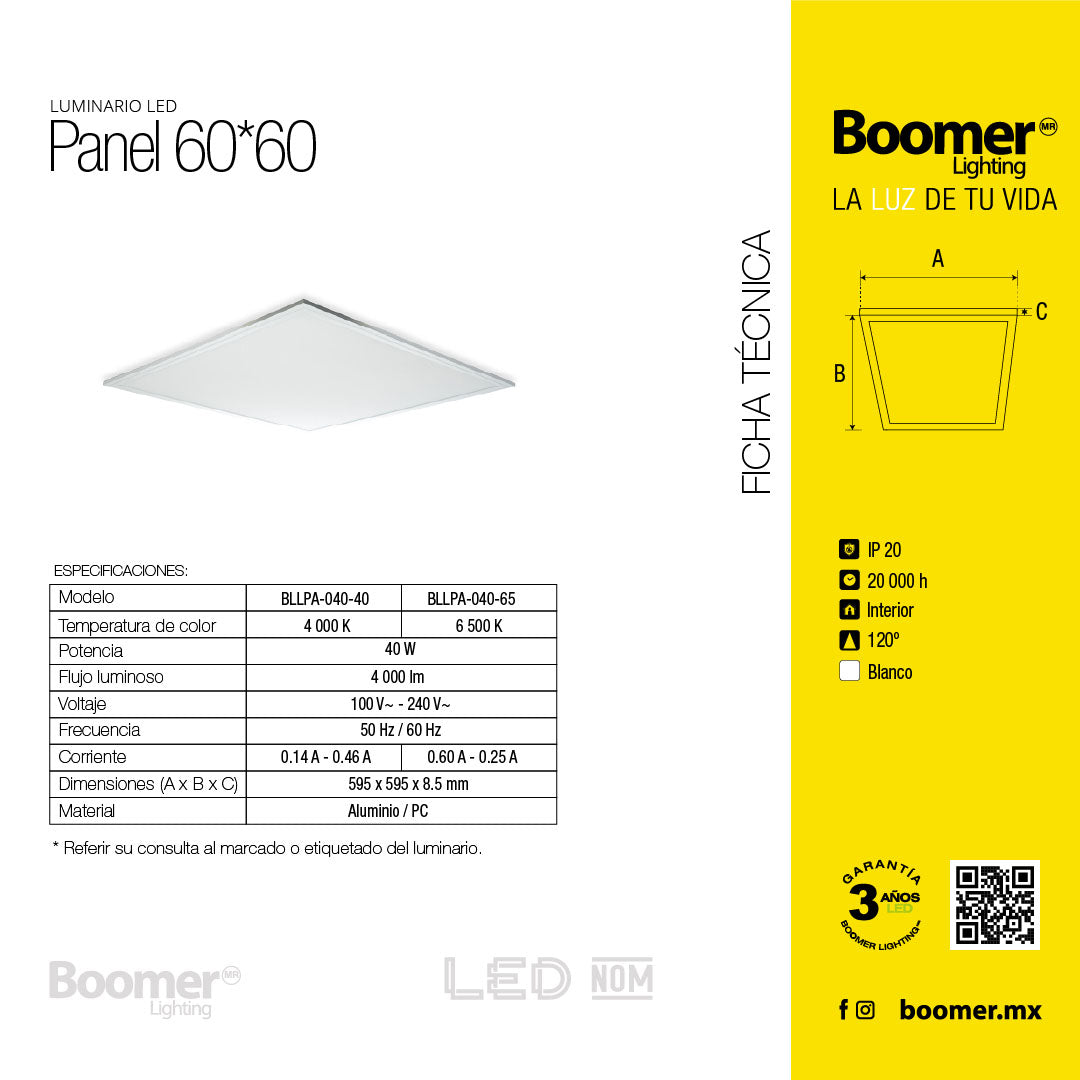 Panel LED 40W Empotrar o Suspender Luz Neutra 4000K 4000lm IP20