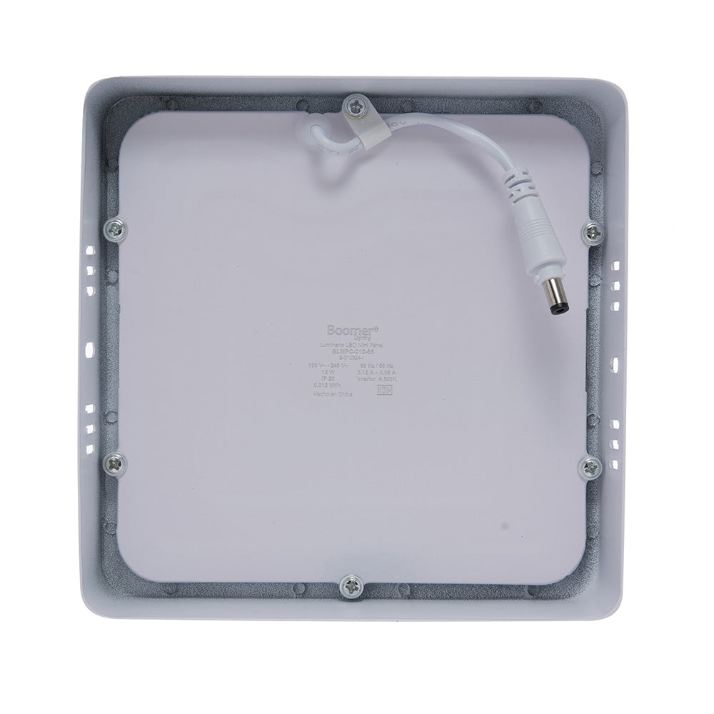 LÁMPARA PANEL LED CUADRADO PARA SOBREPONER, 12W, LUZ CÁLIDA