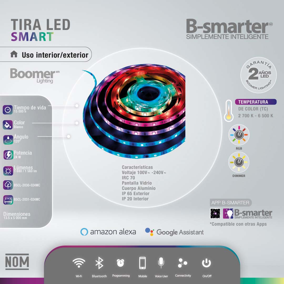 TIRA DE LUCES LED SMART, 24W, RGB, EXTERIOR, MANEJO POR APP