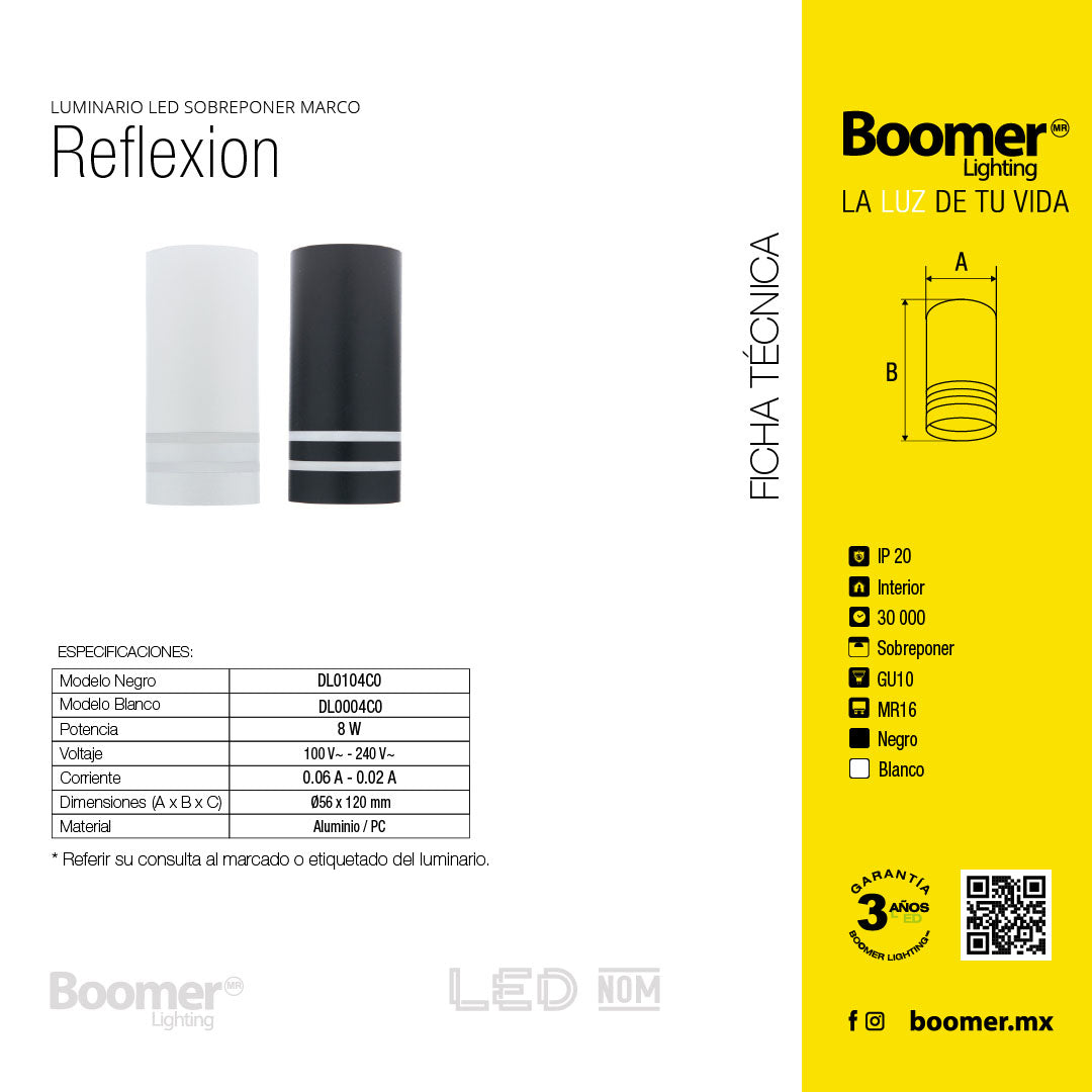 MARCO SOBREPONER BLANCO REFLEXION PARA FOCO LED, 6.5W, MR16