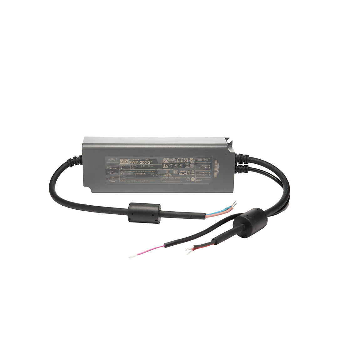 DRIVER GRIS EXTERIOR 200W 24V ENTRADA 100-305V PARA TIRA LED