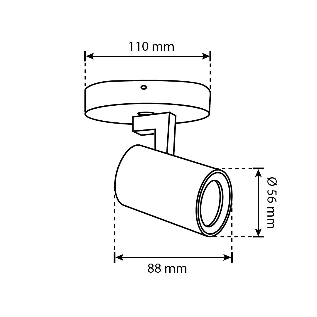 LÁMPARA SOBREPONER DIRIGIBLE TURK NEGRO R16, 8W, BASE GU10