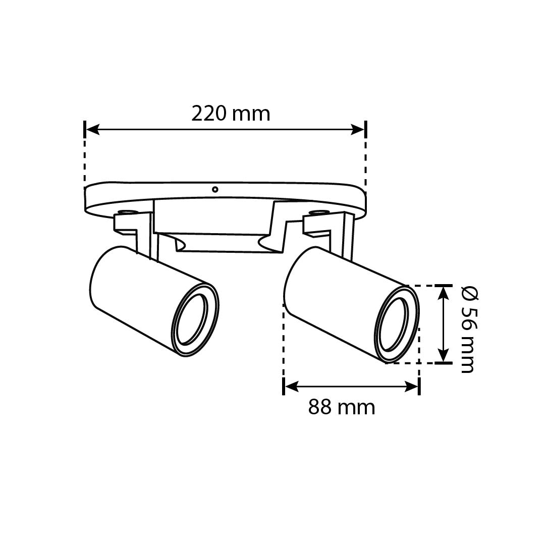 Lámpara de Sobreponer Doble Dirigible TURK Negro 16W, Base GU10
