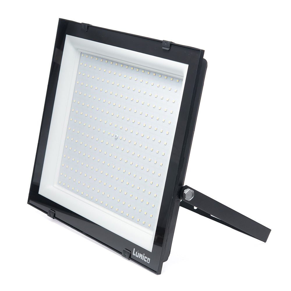 REFLECTOR LED LÚMICO NEGRO 200 W, LUZ FRÍA, PARA EXTERIOR