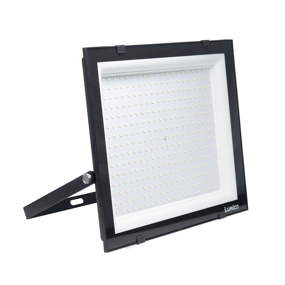 REFLECTOR LED LÚMICO NEGRO 200 W, LUZ FRÍA, PARA EXTERIOR
