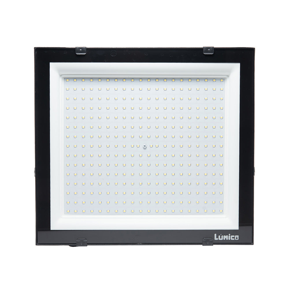 REFLECTOR LED LÚMICO NEGRO 200 W, LUZ FRÍA, PARA EXTERIOR
