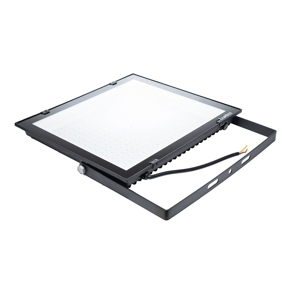 REFLECTOR LED LÚMICO NEGRO 200 W, LUZ FRÍA, PARA EXTERIOR