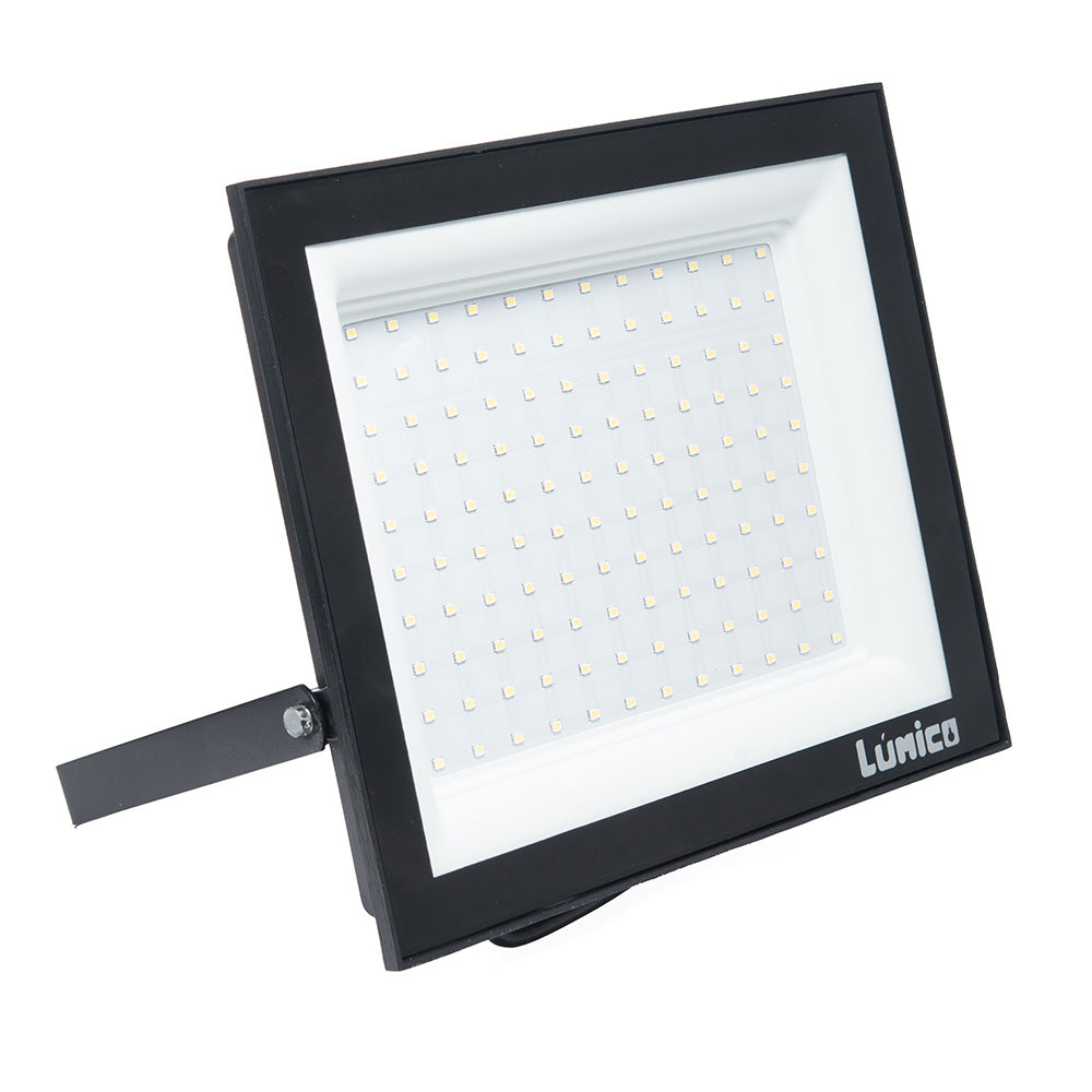 REFLECTOR LED LÚMICO NEGRO 100 W, LUZ FRÍA, PARA EXTERIOR