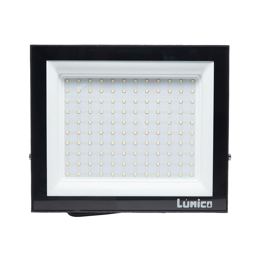 REFLECTOR LED LÚMICO NEGRO 100 W, LUZ FRÍA, PARA EXTERIOR