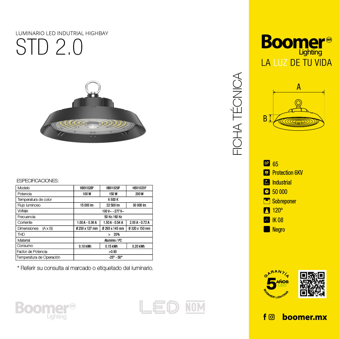 HIGHBAY UFO LED 100W, 6500K, IK08, THD<20%, 15000lm, 6KV SBT