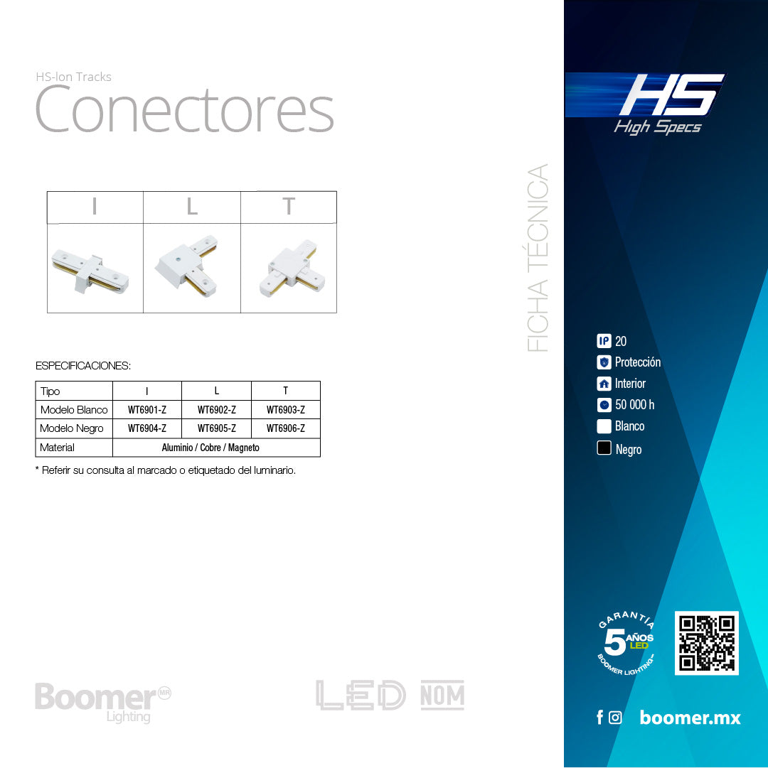CONECTOR BLANCO PARA RIEL HS, TIPO I