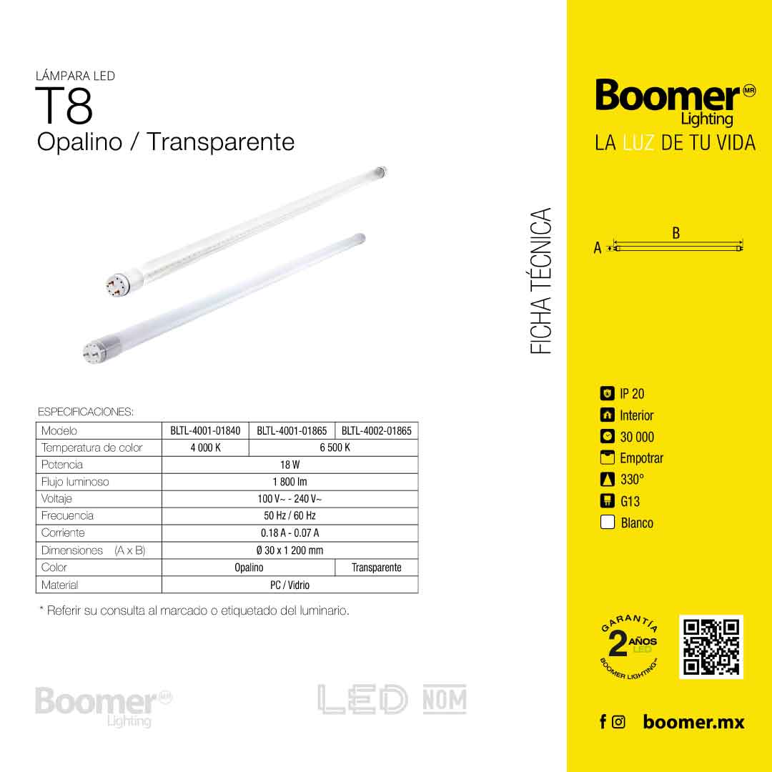 PACK 30 TUBOS LED T8 OPALINO 18W LUZ FRÍA 1800 LM G13 INTERIOR
