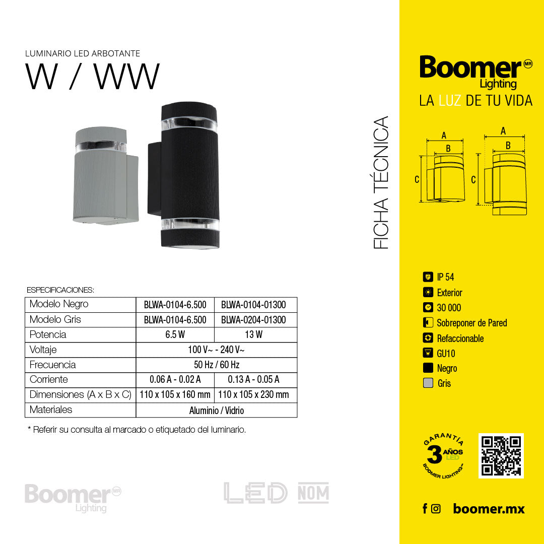 LÁMPARA ARBOTANTE W NEGRO , BASE GU10, 6.5 W, EXTERIOR