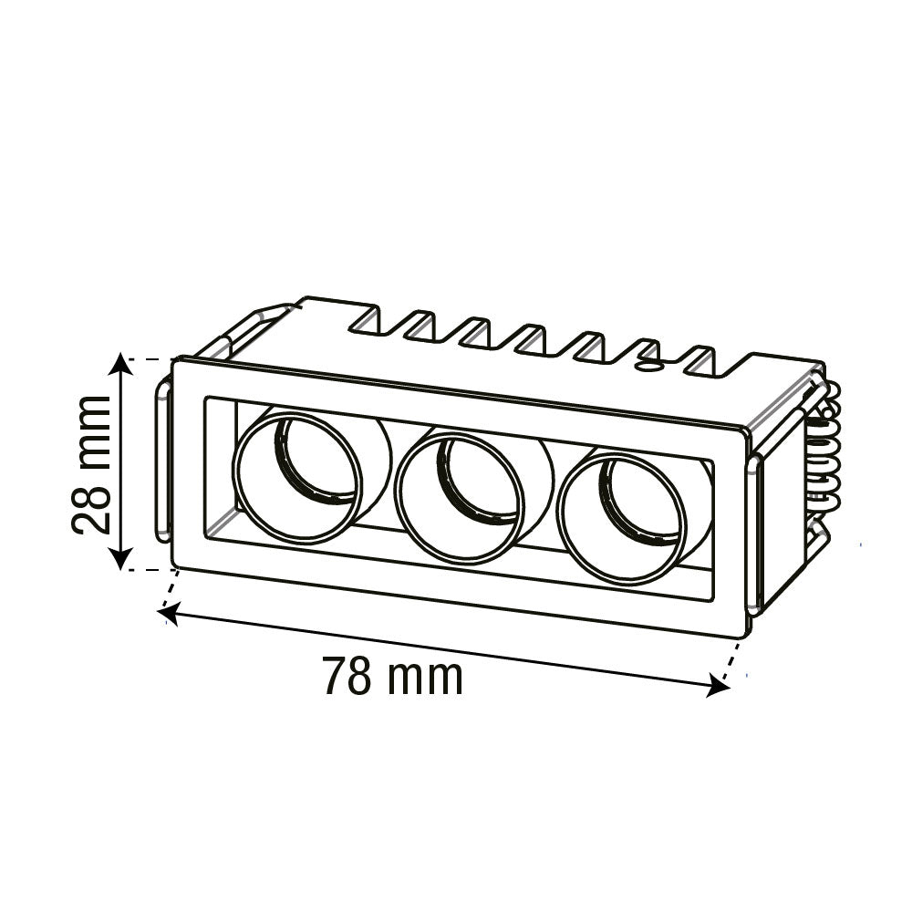 EMPOTRABLE NEGRO HS MINI RZ 36°, 7.5 W, 3000K, 344 LM