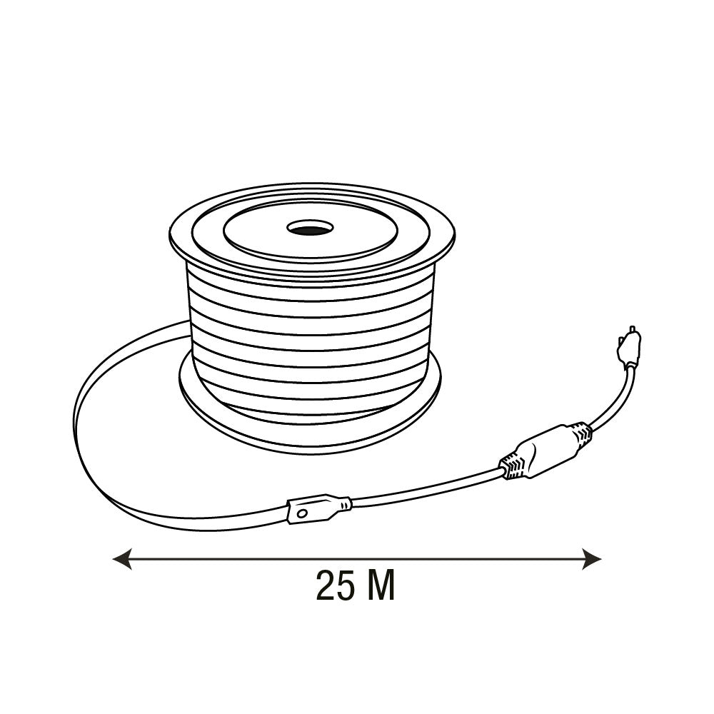 MANGUERA LED FLAT 25 METROS, CORTE A 25CM, LUZ CÁLIDA, EXT