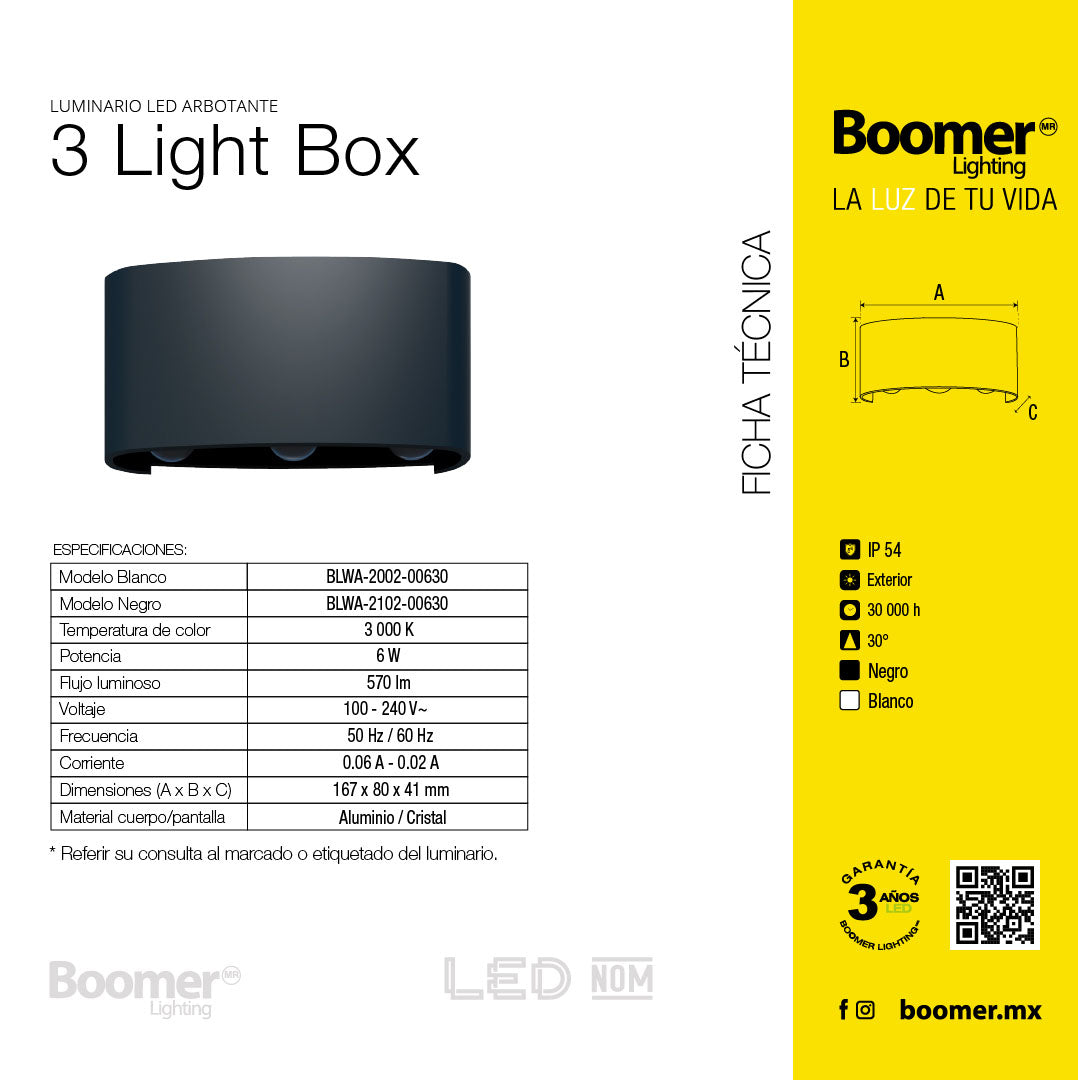 LÁMPARA ARBOTANTE 3 LIGHT BLANCO, 6W, LUZ CÁLIDA, EXTERIOR