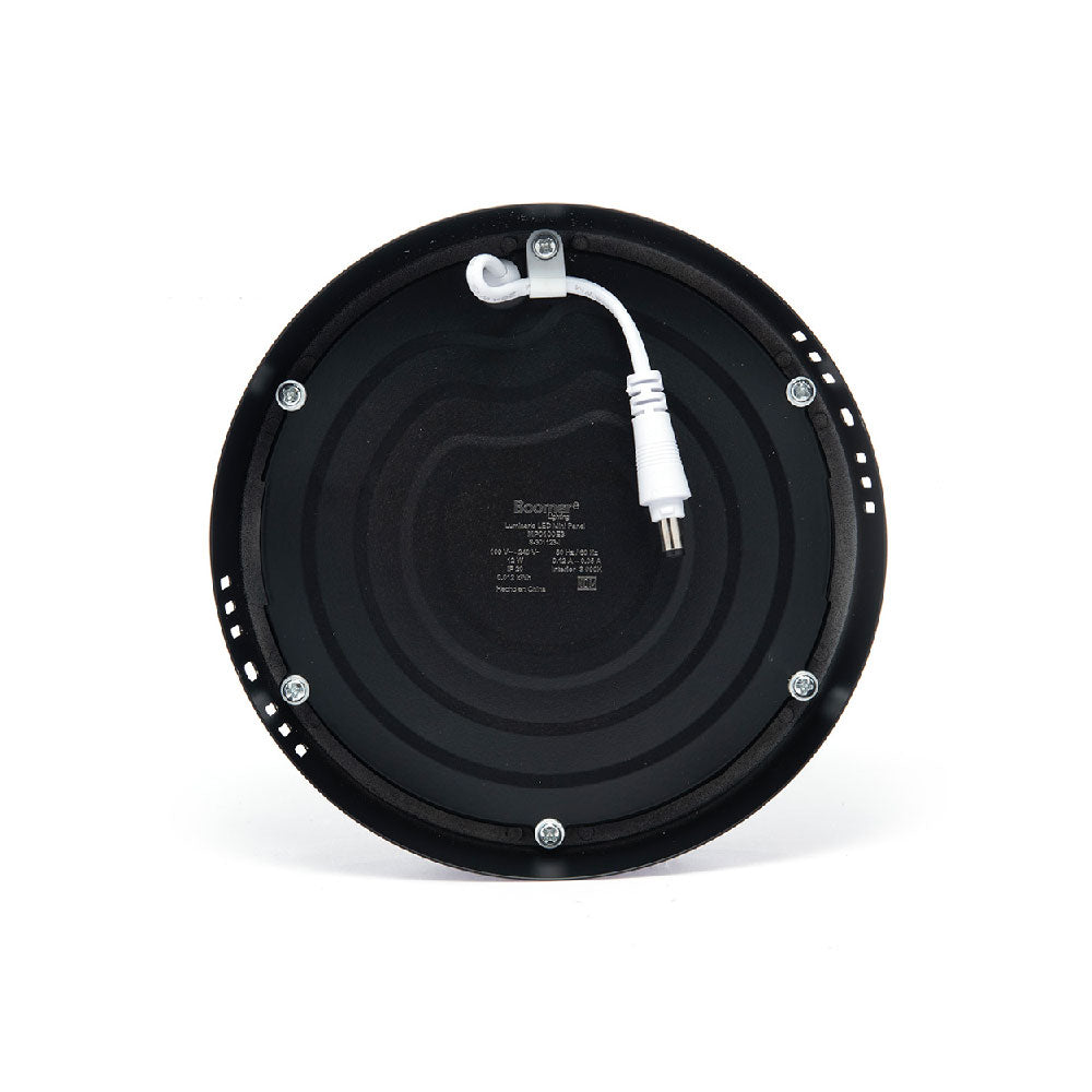 PANEL LED REDONDO NEGRO DE LUZ CÁLIDA O FRÍA 12W 650LM PARA INTERIOR