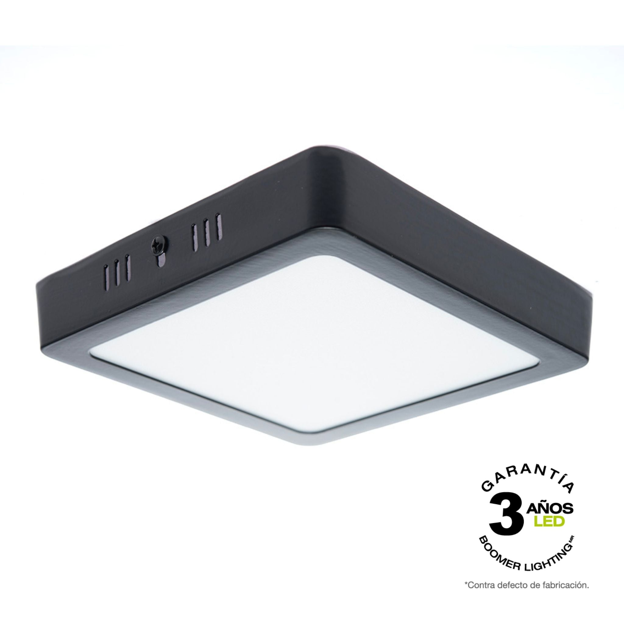 PANEL LED CUADRADO NEGRO PARA SOBREPONER DE 12W, LUZ FRÍA
