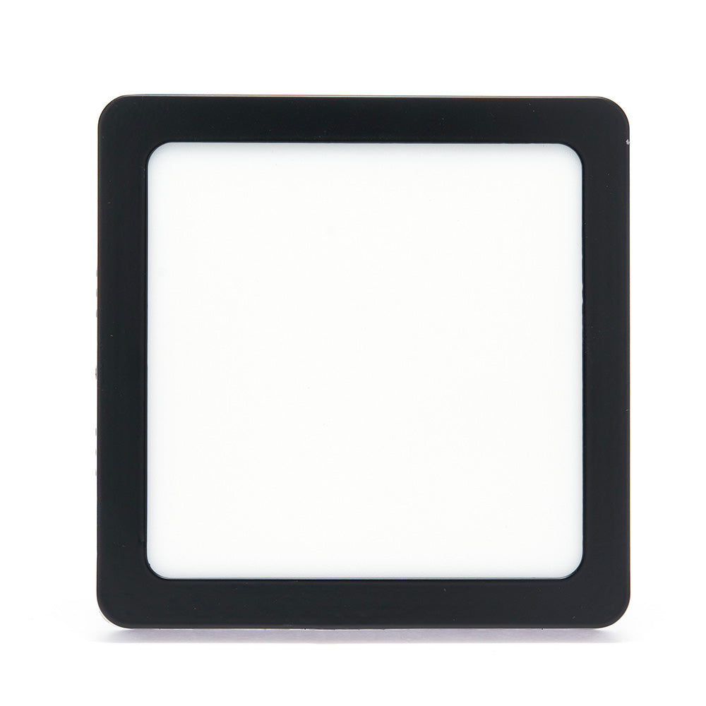 PANEL LED CUADRADO NEGRO PARA SOBREPONER DE 12W, LUZ FRÍA