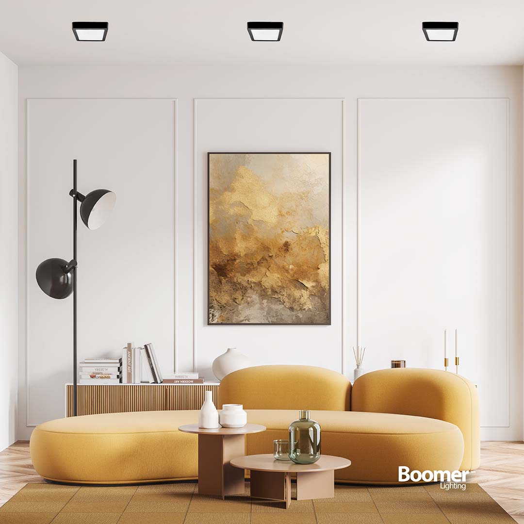 PANEL LED CUADRADO NEGRO PARA SOBREPONER DE 12W, LUZ FRÍA