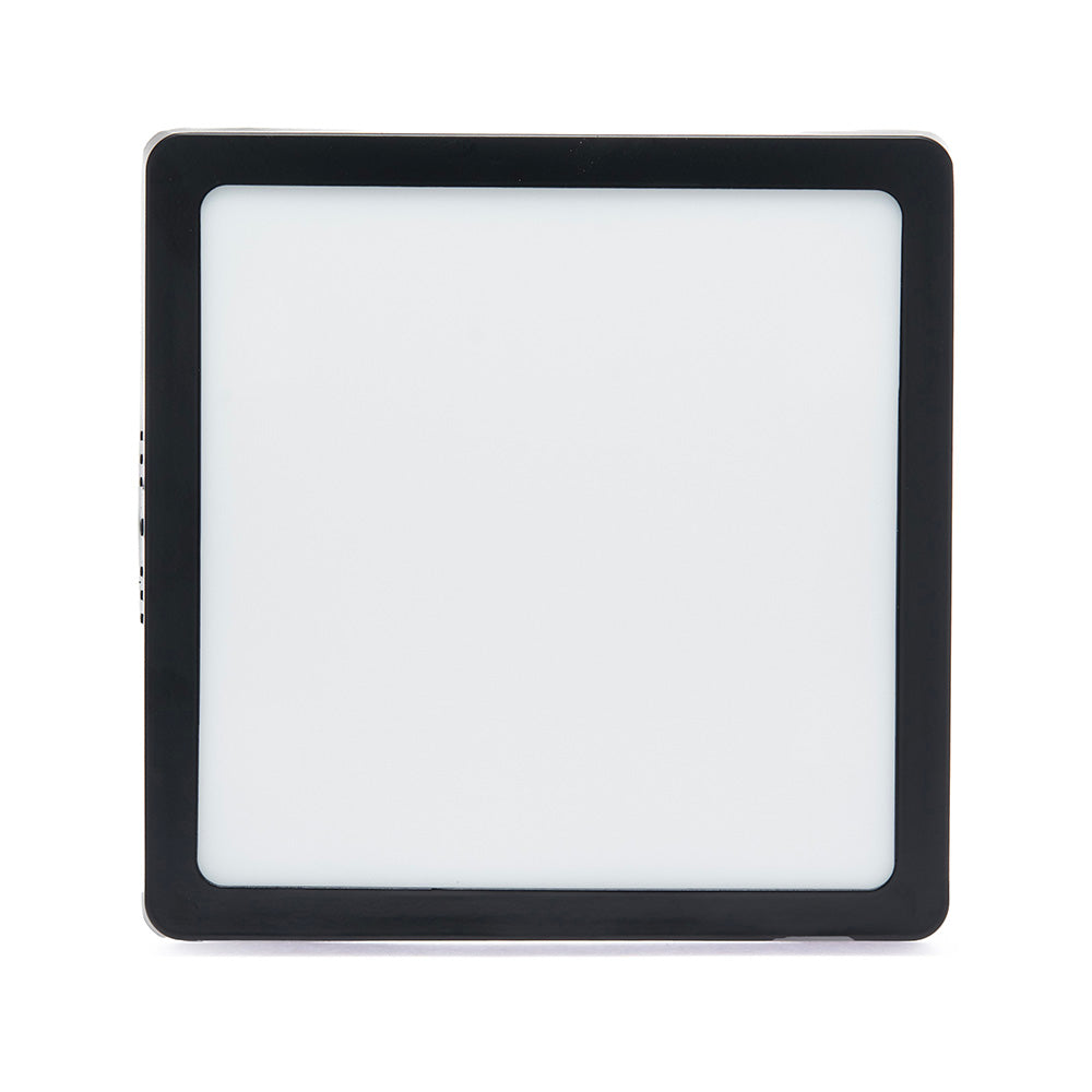 PANEL LED CUADRADO NEGRO PARA SOBREPONER 18W LUZ CÁLIDA IP20