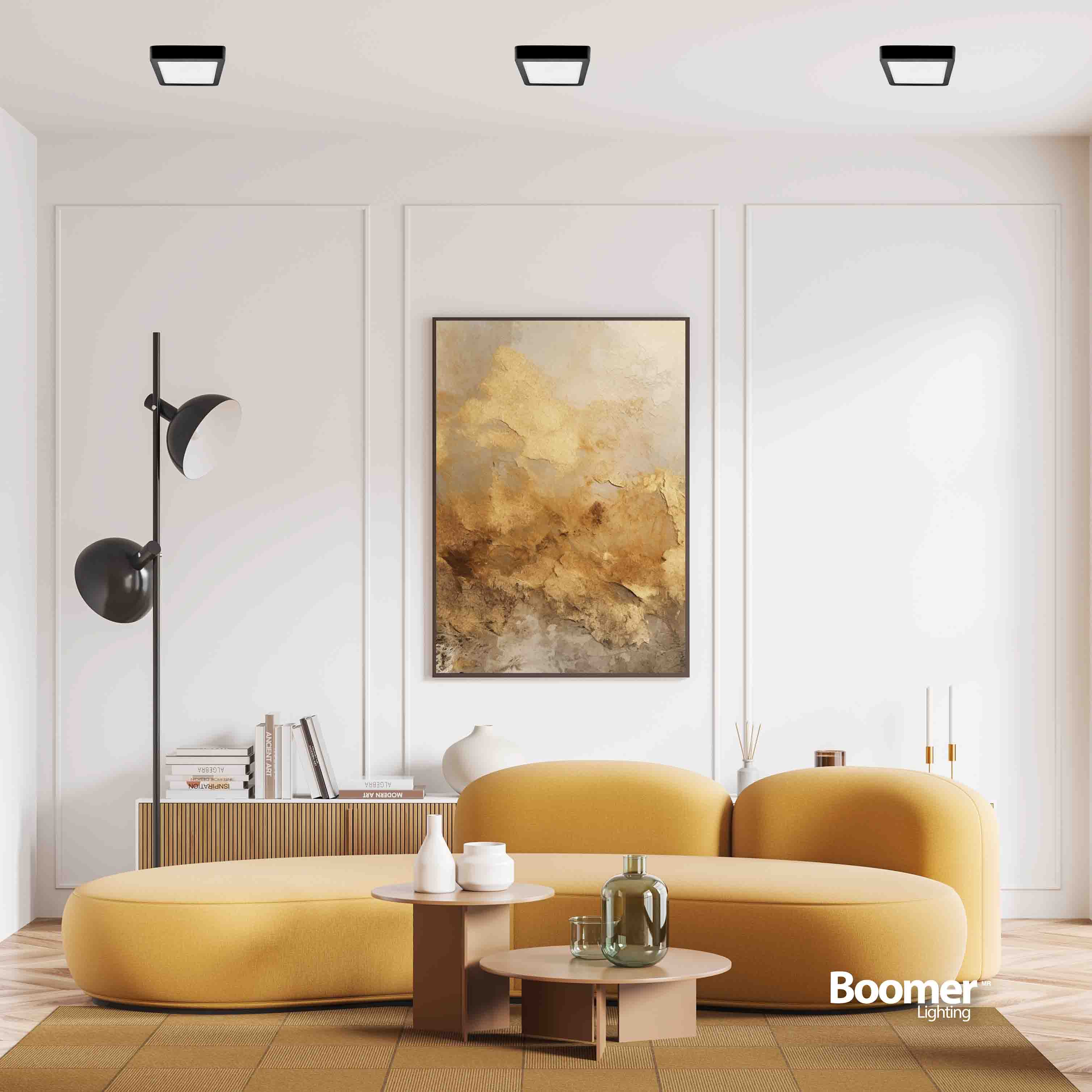 PANEL LED CUADRADO NEGRO 24W LUZ CÁLIDA PARA SOBREPONER