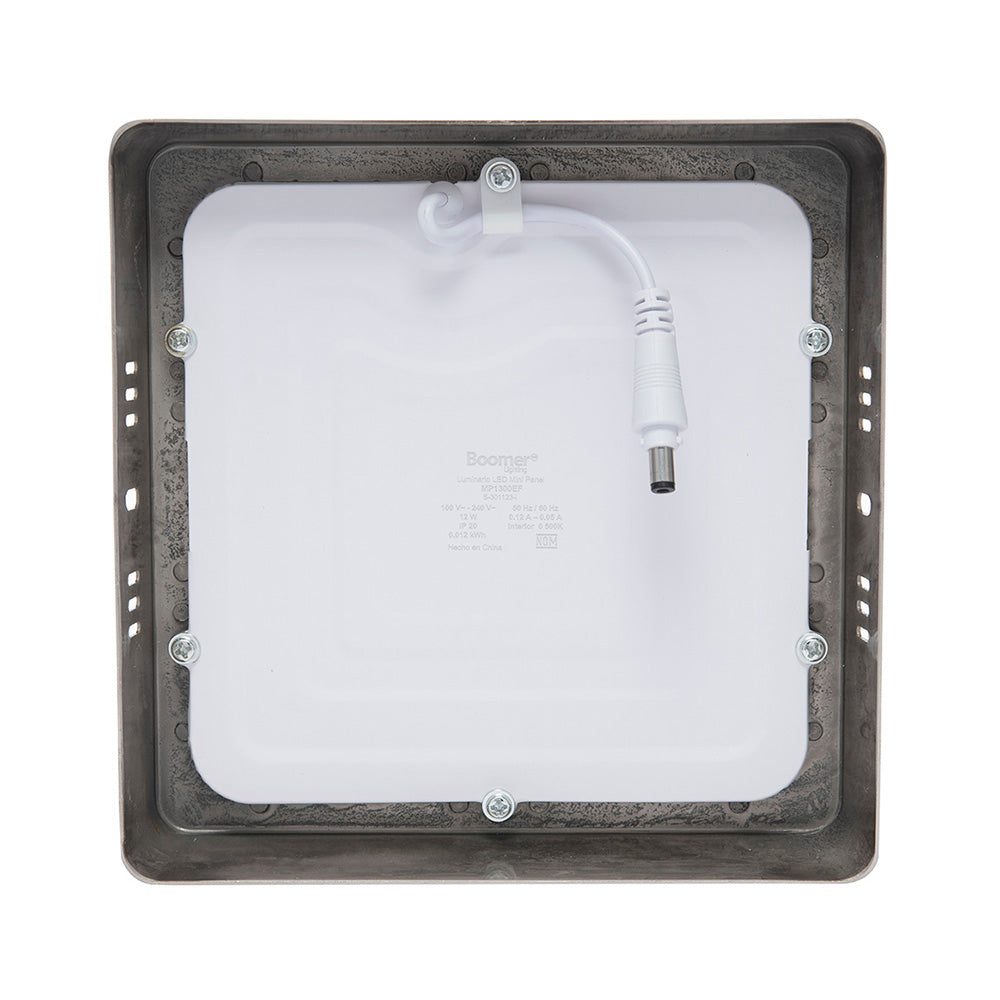 PANEL LED CUADRADO SATÍN PARA SOBREPONER, 12W, LUZ CÁLIDA