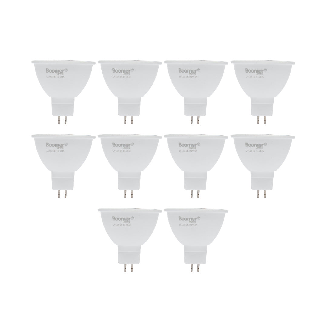10 FOCOS LED MR16 5W LUZ CÁLIDA, BASE GX5.3, NO ATENUABLE