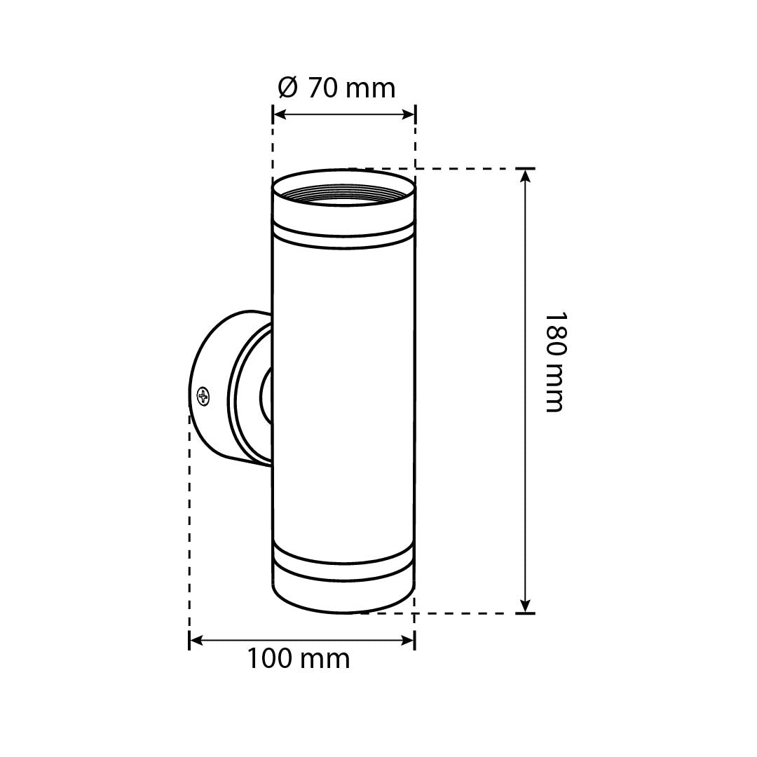ARBOTANTE PARA PARED REFLEX 2 NEGRO, 6.5W, BASE GU10(x2) INT