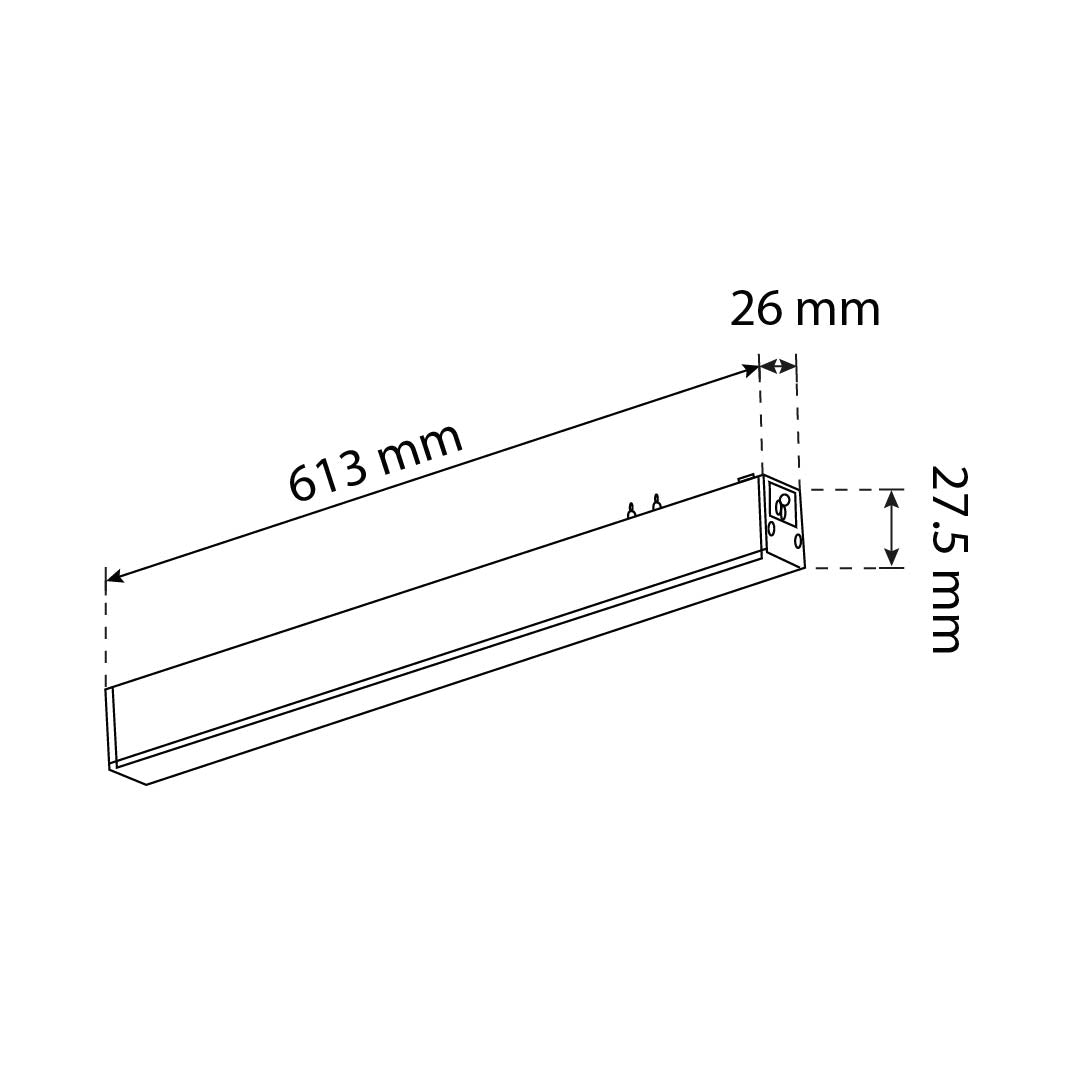 LUMINARIO HS-ION FLOOD LIGHT NEGRO -600MM 24W 5000K, 1150LM