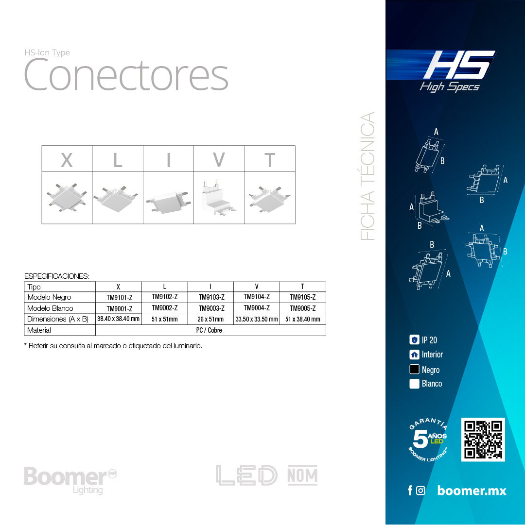 CONECTOR NERGO PARA RIEL MAGNÉTICO HS-ION, TIPO I