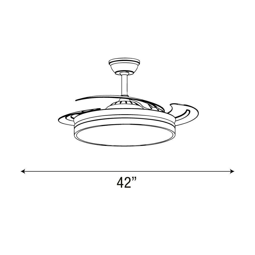 VENTILADOR DE TECHO CON LUZ LED RETRÁCTIL BLANCO 42” CCT 6 VELOCIDADES