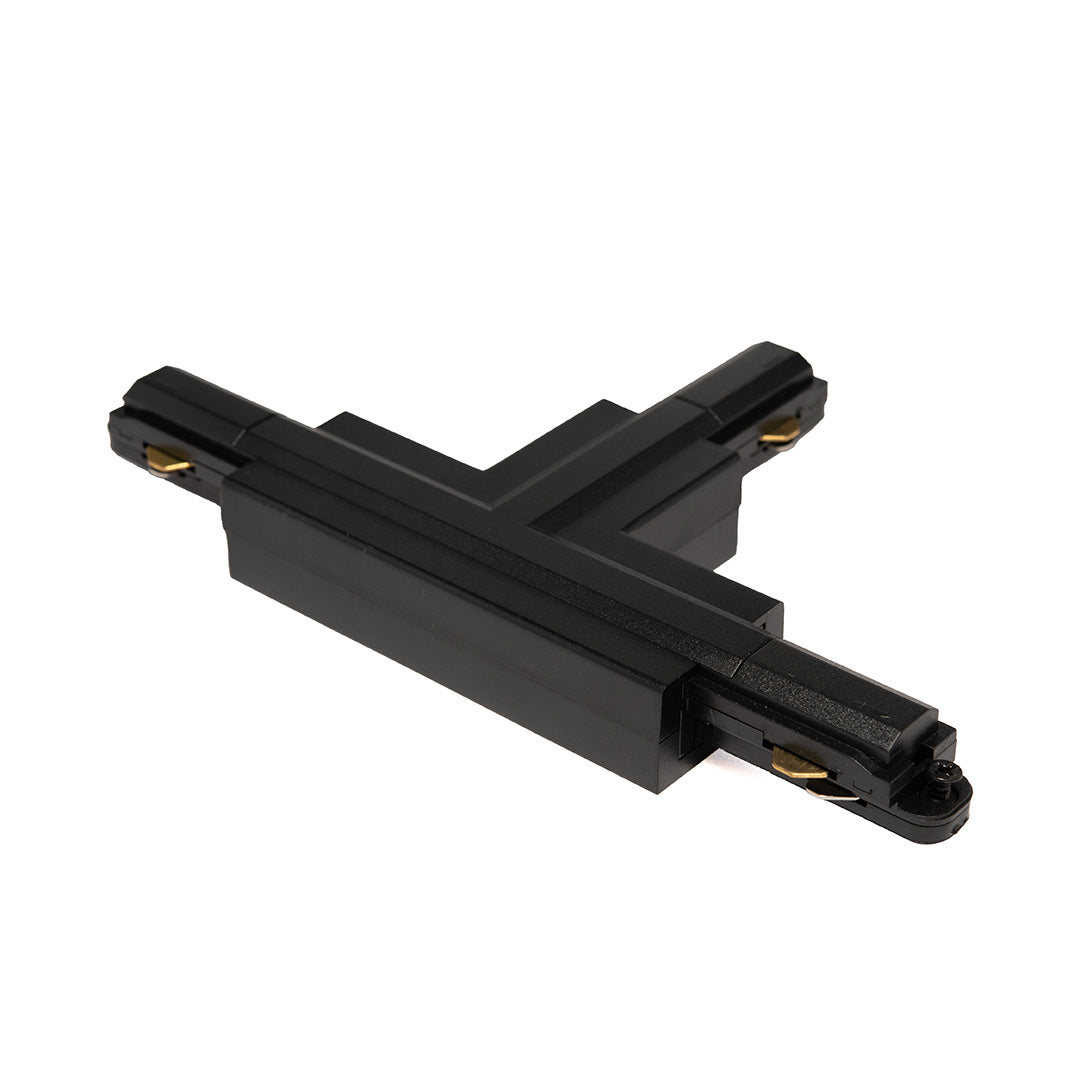 CONECTOR NEGRO TIPO T PARA RIEL HS3 DE ILUMINACIÓN