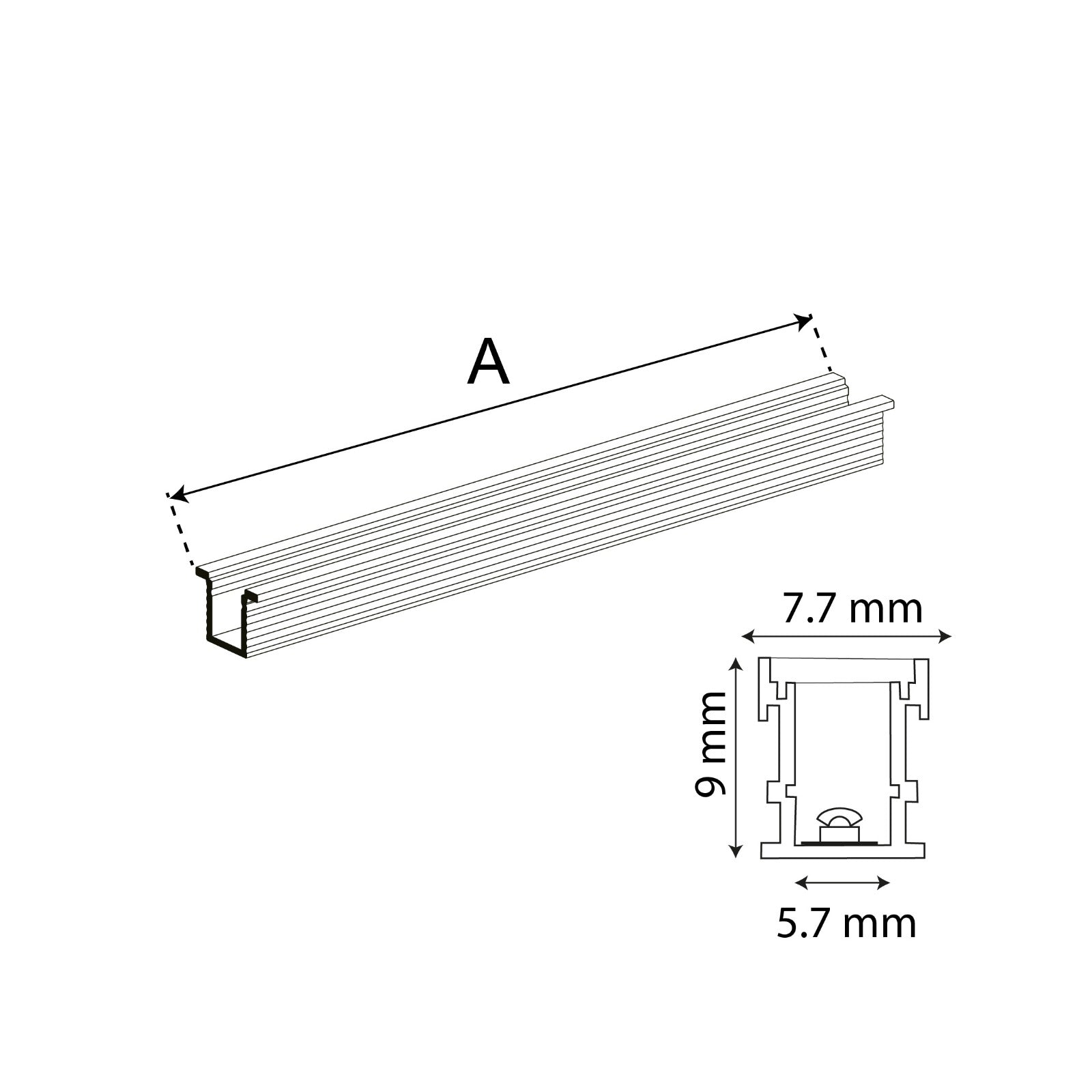 PERFIL EMPOTRABLE PLATA CON CEJA PARA TIRA, 2M, IP44, AL