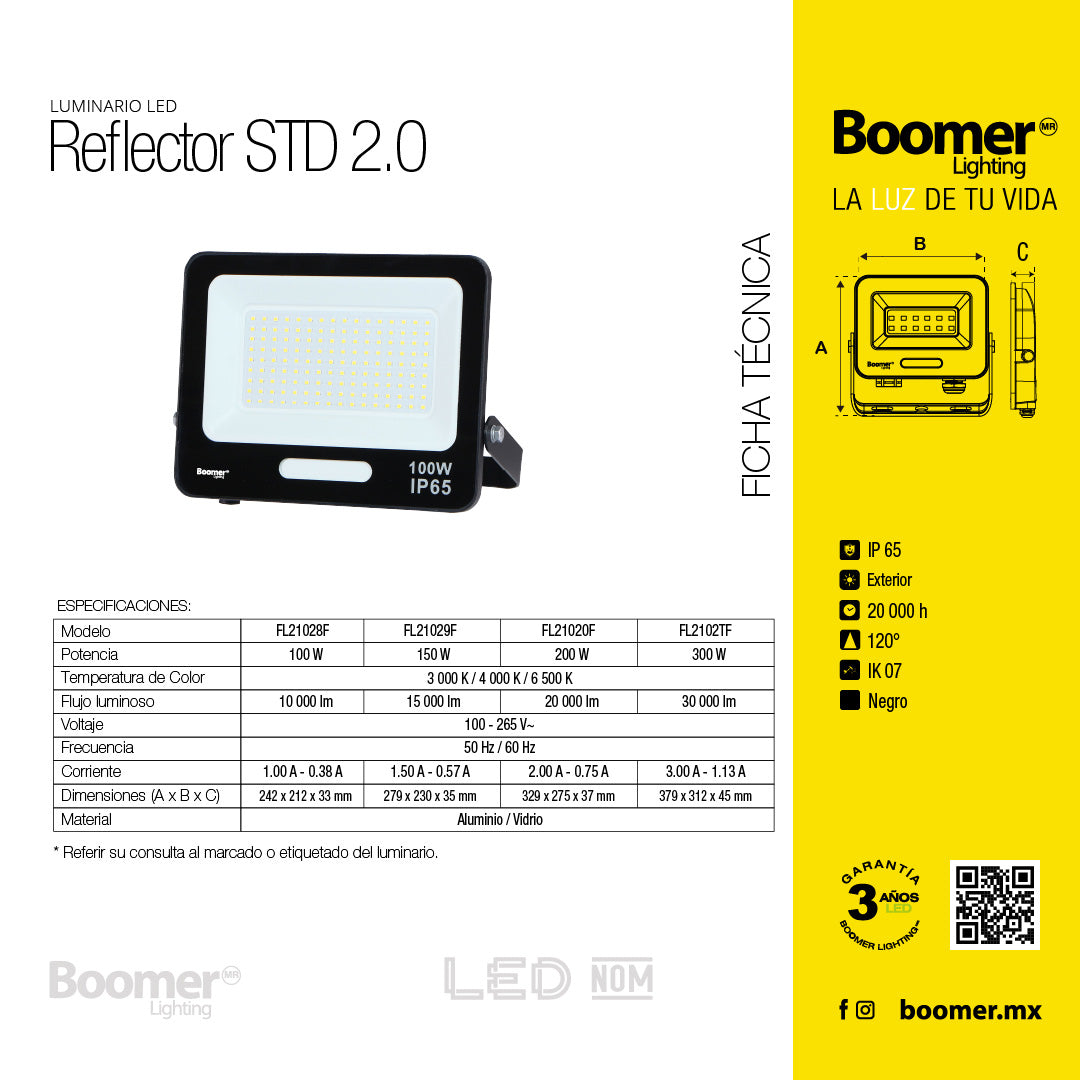 REFLECTOR PROYECTOR STD 200W, 6500K, 20000LM, IK07