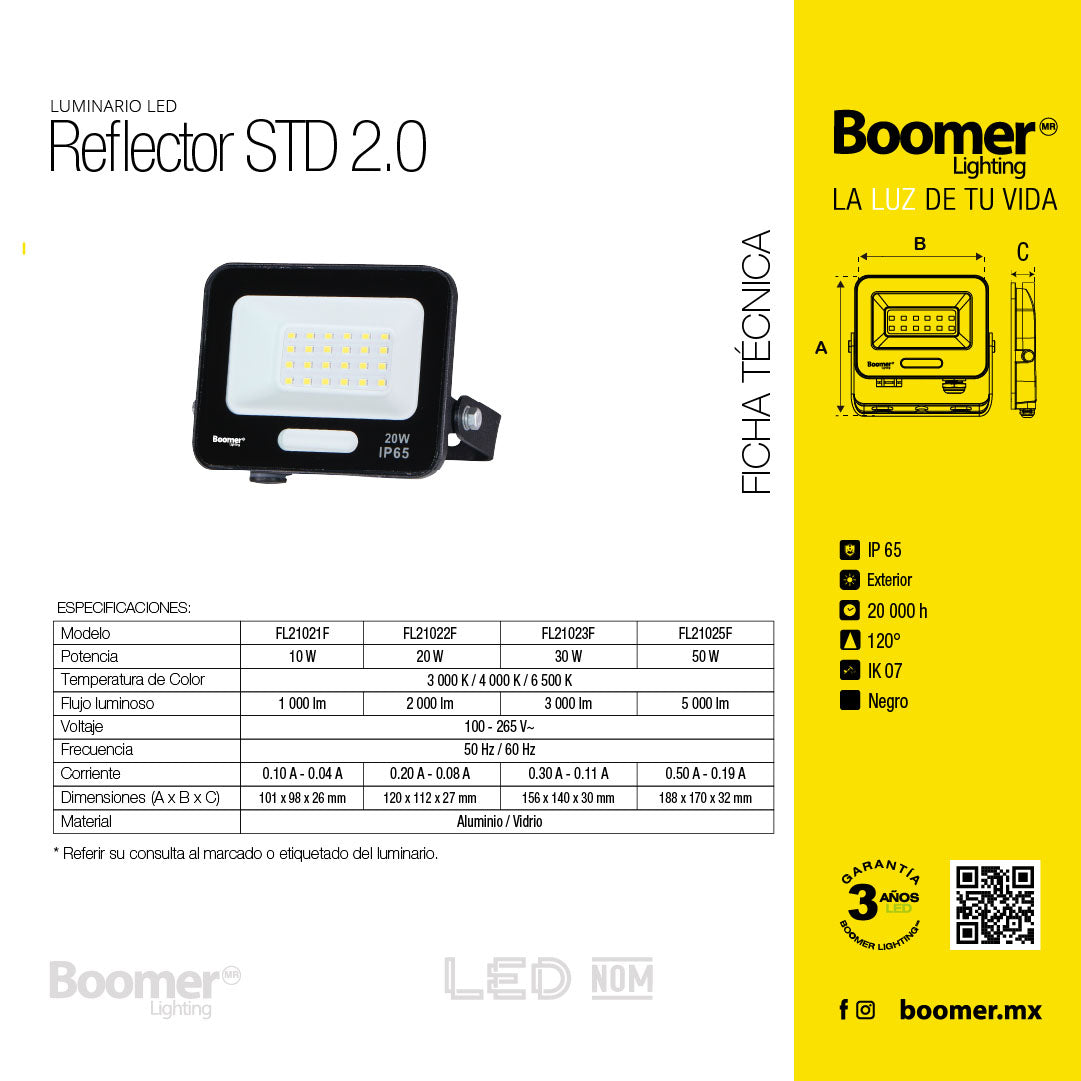 REFLECTOR PROYECTOR STD 50W, 6500K, 5000LM, IK07