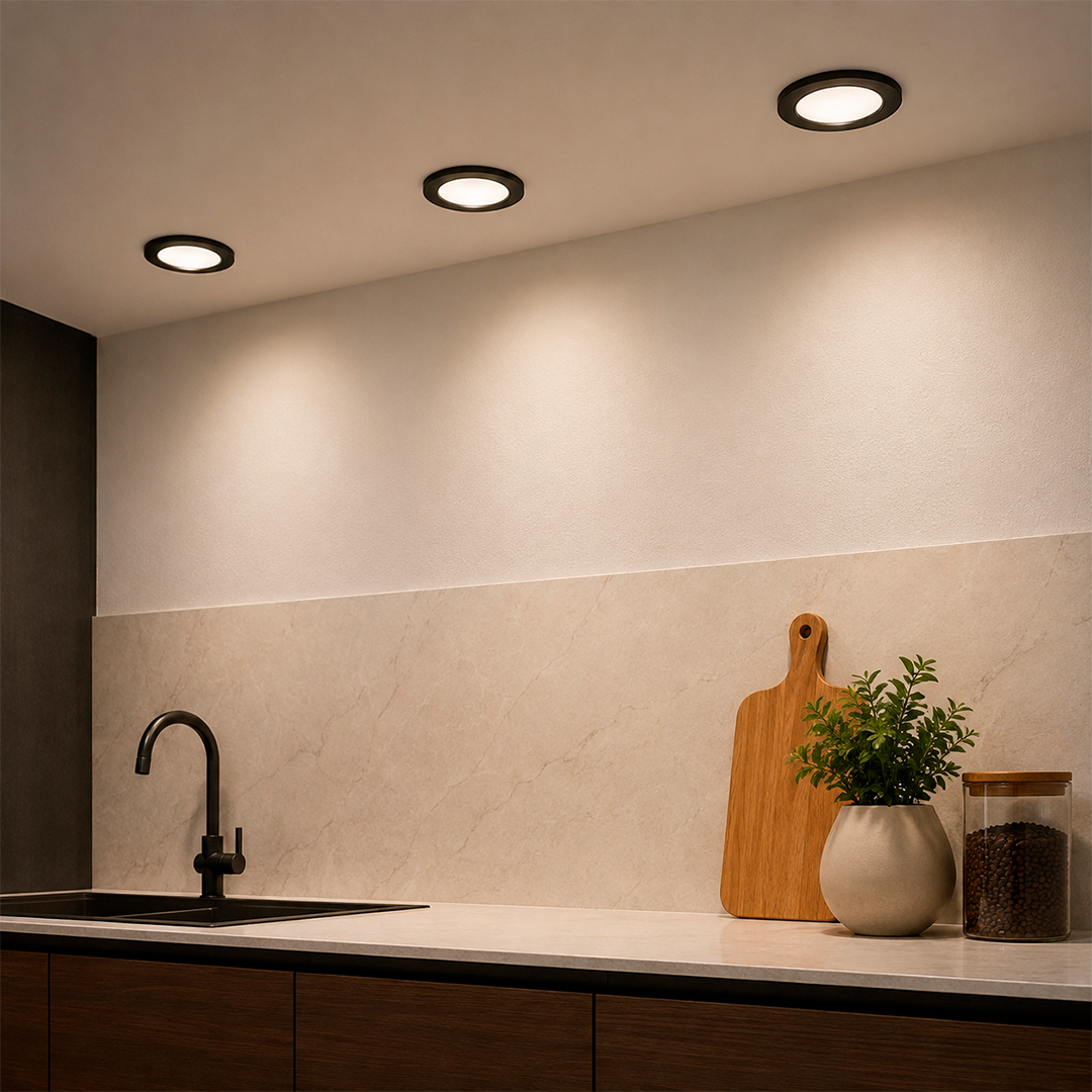 EMPOTRABLE NEGRO 6W, LUZ NEUTRA, IP20, BOTE CHICO, 600LM