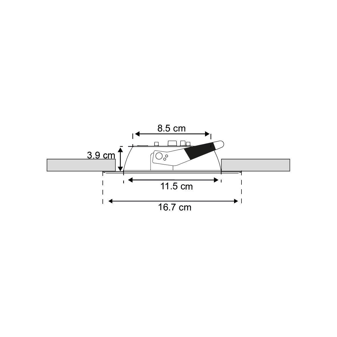 EMPOTRABLE 16W NEGRO, LUZ NEUTRA, PARA BOTE INTEGRAL,1760LM
