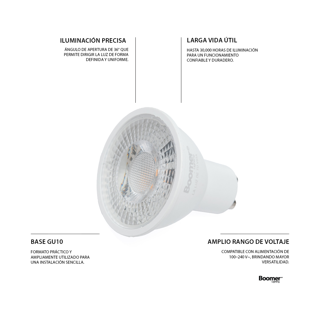 PAQUETE 10 FOCOS LED GU10 6.5W LUZ NEUTRA BASE GU10