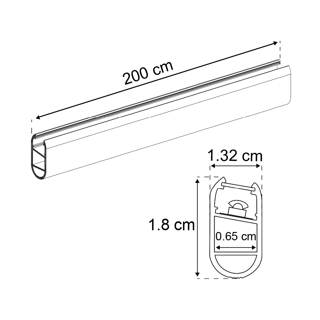 PERFIL DE ALUMINIO PLATA PARA TIRA LED DE 2 METROS IP44