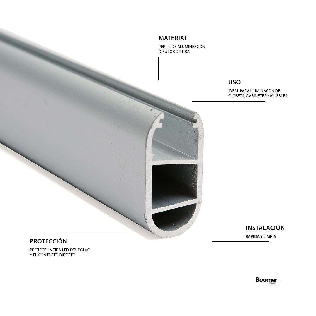 PERFIL DE ALUMINIO PLATA PARA TIRA LED DE 2 METROS IP44