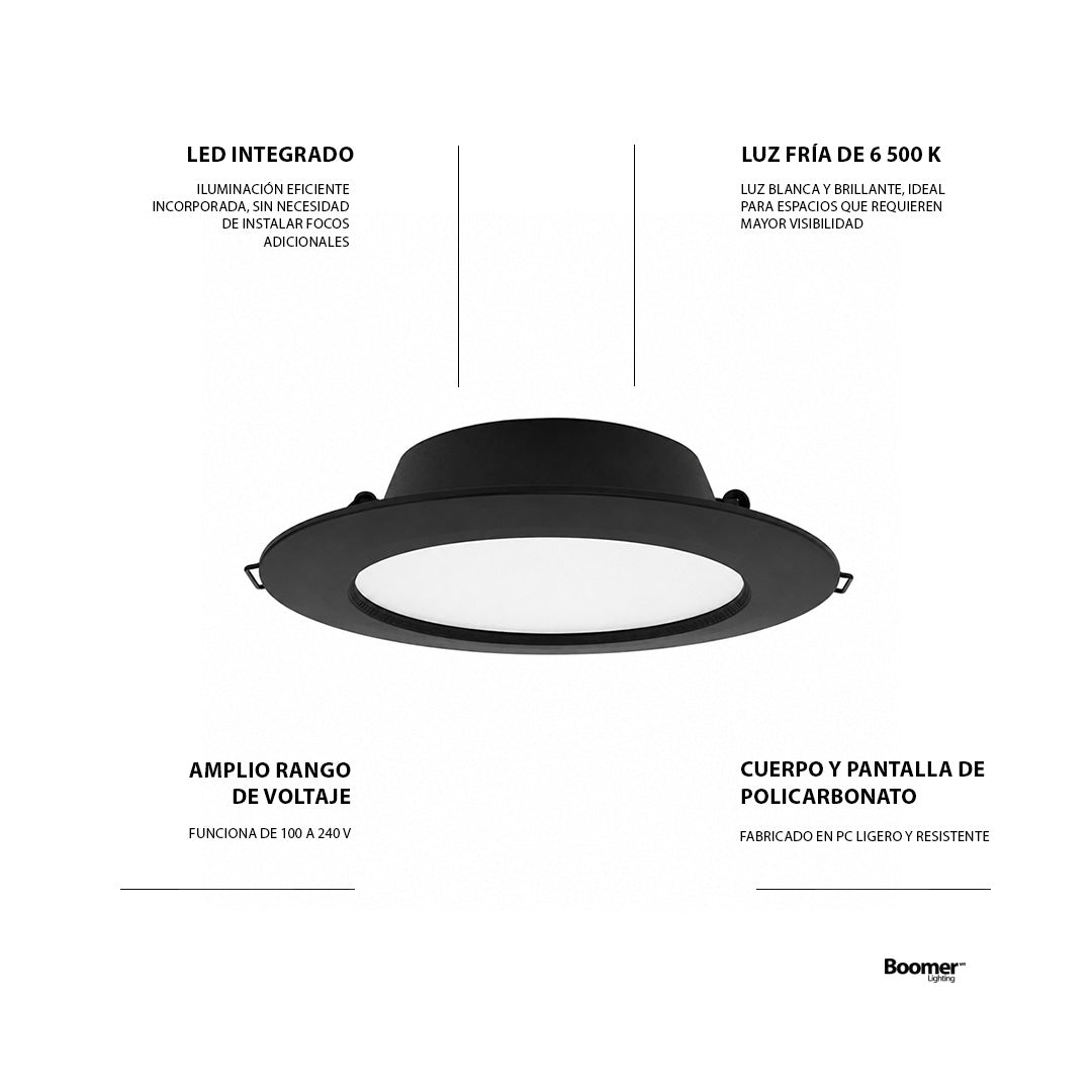EMPOTRABLE NEGRO 10.5W ATENUABLE LUZ CÁLIDA PARA BOTE 1050LM